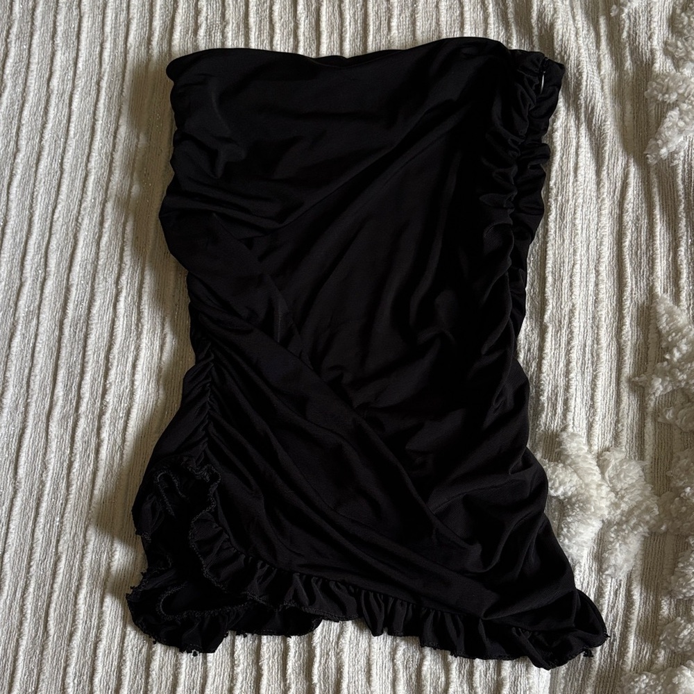 Elegant Black Ruched Skirt NWOT